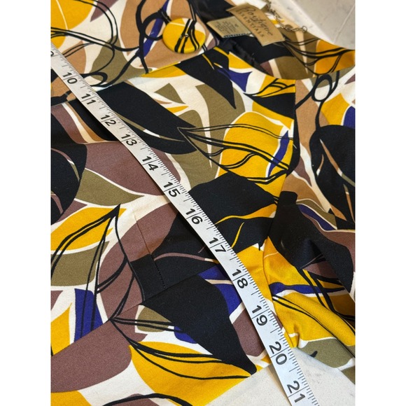 Boutique Essentials Yellow Black Abstract Leaf Print Button Up Jacket Size 10 - Picture 7 of 8